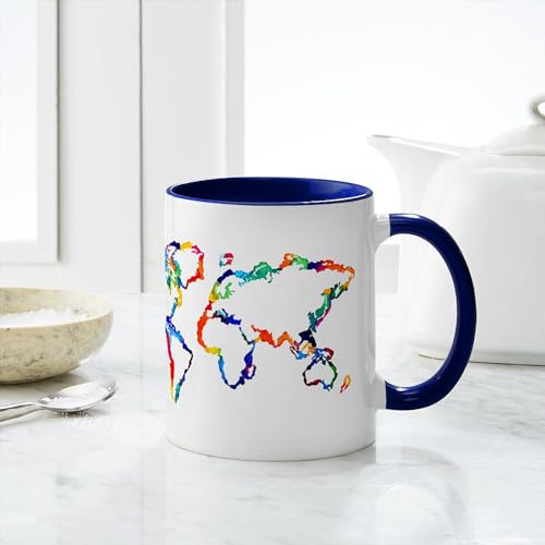 Taza de cerámica con mapa mundial acuarela 11 oz miniatura 6