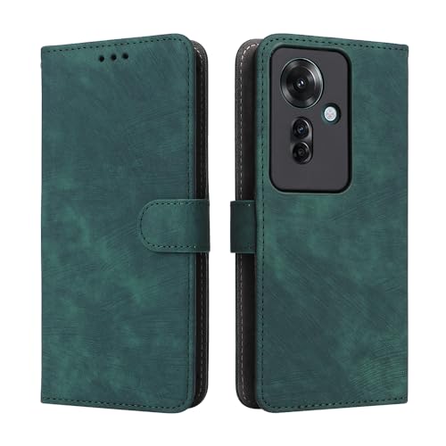 XINNI Cover per Oppo Reno 11 F 5G Custodia, RFID Protection Flip Magnetica Pelle PU/TPU Portafoglio, Verde