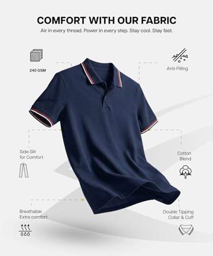 Image of AWG ALL WEATHER GEAR Cotton Polo T-Shirt | Half Sleeve Plain-Regular Fit | Soft Breathable Solid Tee | Collar Tshirts | Casual & Office Wear | Comfortable Everyday Cotton Polo | Mens Tshirts