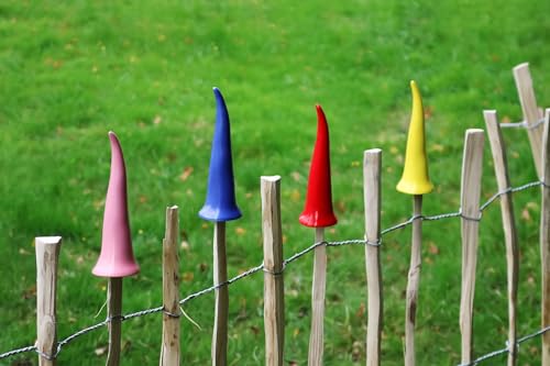 BURI 12xZaunhocker Mütze Keramik Dekor Figur Pfosten Gucker Außen Statue Gartendekor Gartenfiguren Keramikfiguren Gartenzwerge Außenbereich wetterfest handgefertigt langlebig Terrassendekoration,Bunt
