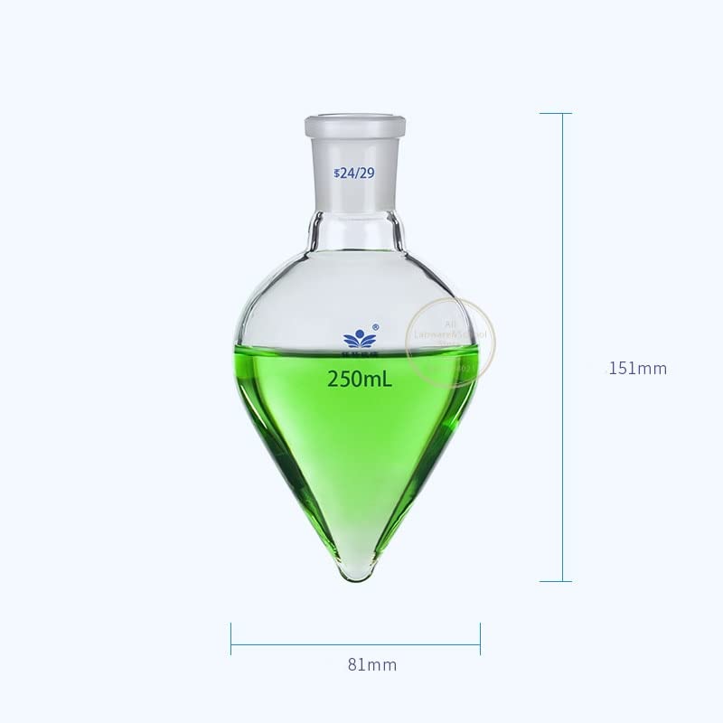 1 Unidad de Vidrio de borosilicato de Laboratorio Alto 50 ml-2000 ml Esmerilado estándar #19#24#29 Boca Espesar matraz de Vidrio con Fondo en Forma de V (Size : 1000ml celiber29)