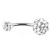 Elegant Round Twinkle Fashion Crystal Steel Belly Button Ring Navel Ring Bar Body Piercing Jewelery Stud Barbell (Silver + White)