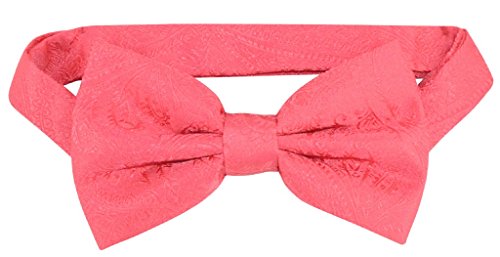 Vesuvio Napoli BOWTIE CORAL PINK Color Paisley Men's Bow Tie for Tuxedo or Suit