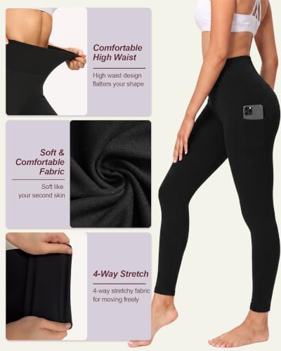 Image of TNNZEET High Waisted Leggings for Women - No See Through Tummy Control Cycling Workout Yoga Pants with Pockets Reg & Plus