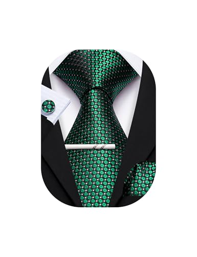 Image of YOHOWA Men Plaid /Striped Ties Set Silk Business Wedding Formal Fashion Necktie and Pocket Square Cufflinks Set