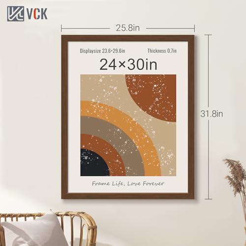 Image of VCK 24x30 Poster Frame Solid Wood brown 3 Pack Picture Frames 24 x 30 Inches with Wall Mounting Hanging