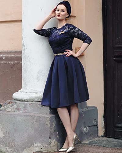 Miusol Women's Vintage Floral Lace 2/3 Sleeve Bridesmaid Cocktail Party Dress3