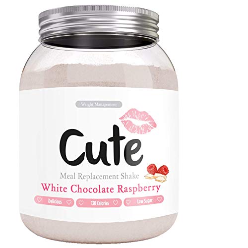 Cute Nutrition Batido Sustitutivo de Comida Sabor Chocolate Blanco Frambuesa para el Control de la Pérdida de Peso en Polvo Bebida Dietética para Mujer Bote de 500 g