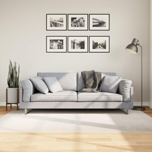 Tapis scandinave crème 140x200 cm lavable en machine pour salon - 2
