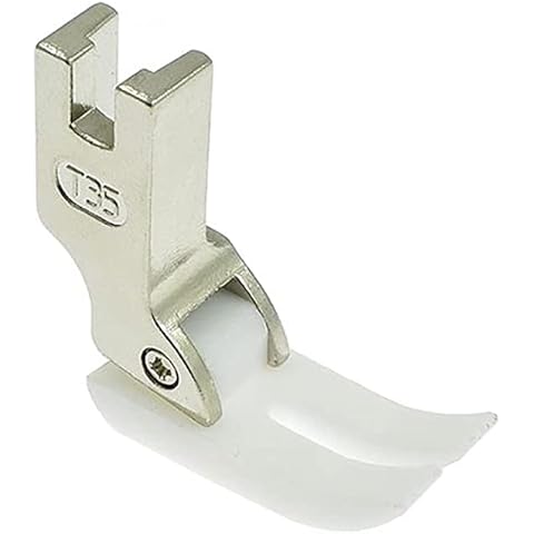 Bhavya Enterprises Industrial Sewing Machine Pressure Foot Solid Teflon Bottom Non-Stick Standard Presser Foot MT T35 High Shank Hinged for JUKI Jack Singer Brother Pack of 2 (White) Cover