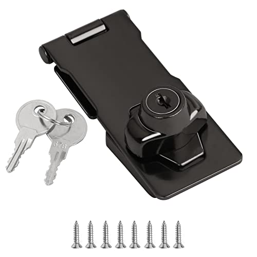 Cerradura de seguridad para puerta con llave, 1 unidad, cerradura de seguridad para puertas, ventanas, armarios de 2,5 pulgadas, con tornillos (negro) Cover