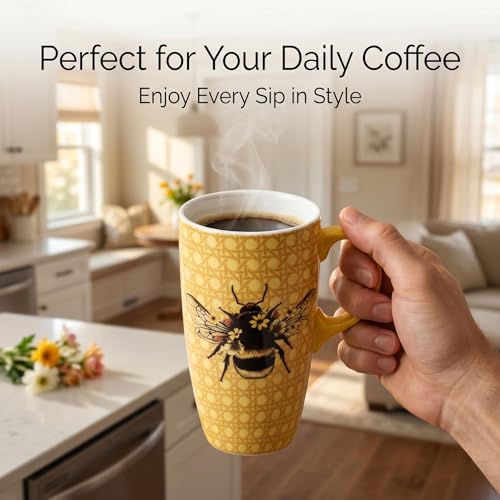 Taza de viaje cerámica DUSVALLY con diseño abeja 17oz miniatura 6