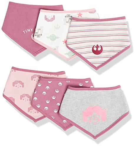 Image of Amazon Essentials Disney | Star Wars | Princess Baby Girls' Bibs, Pack of 6
