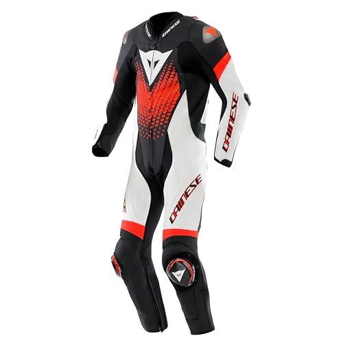 DAINESE Laguna Seca 6 1- Pezzo Tuta in pelle da moto, nero/bianco/rosso, 52