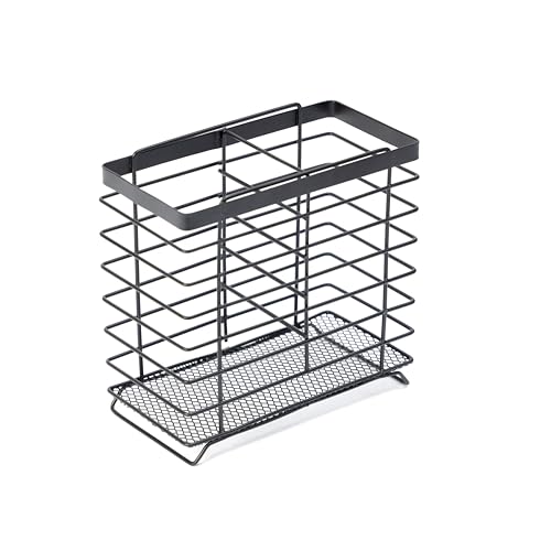 Image of DULI Multi Utility Metal Stand for Cutlery & Bathroom | Iron Wire Organizer with Black Coating | Storage Holder for Kitchen, Utensils & Bathroom Accessories (14 x 7.5 x 14 cm) (Jali 2 Section)