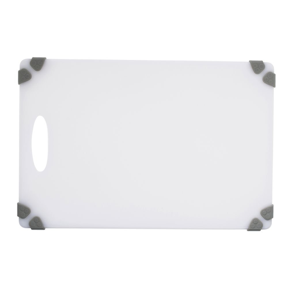 Kratos by White Cutting Board with Grippers - 12"L x 18"W x 1/2"H by HUBERT – Plastic, White, Model 1218-CL-WHCG