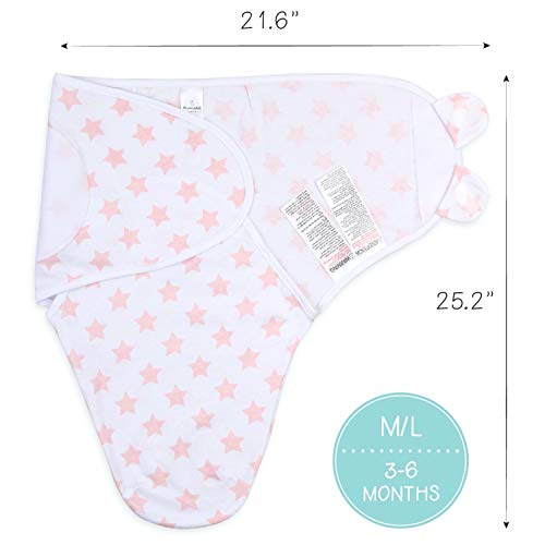 The Peanutshell Swaddle Blankets For Baby Girls, Pink Floral & Stars, 3 Pack Wrap Set, 2 Sizes (Small/Medium) #TOP5