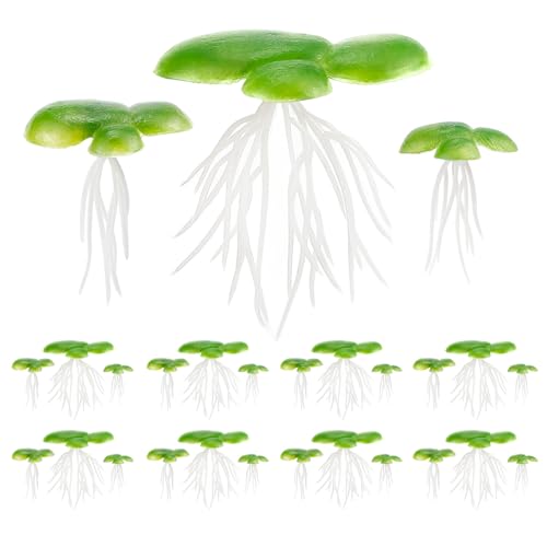FERCAISH 2 Packs / 36 Pieces Artificial Duckweed, Mini Fake Duckweed, Imitation Green Aquatic Plants