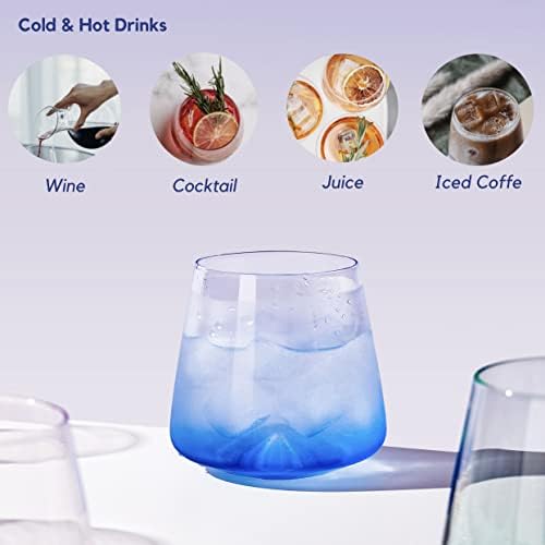 Colovie Stemless Wine Glasses Set of 6, Coloured Wine Glasses, Ingesting Glasses Set, Distinctive Wine Glass, Colourful Brief Tumbler, No Stem Massive 13.5oz, Pink Wine, White Wine, Cocktail, Stand up to Chilly&Sizzling 2 41UwUgNpHfL. AC