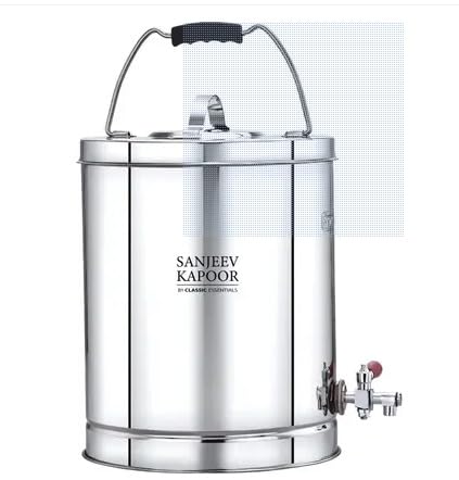 Image of Sanjeev Kapoor by Classic Essentials Stainless Steel Tea Container Liters with Leak Proof Tap | Milk | Soups | Coffee Tea Pot | Eco Friendly Hot & Cold Tea Pot Dispenser (15L)