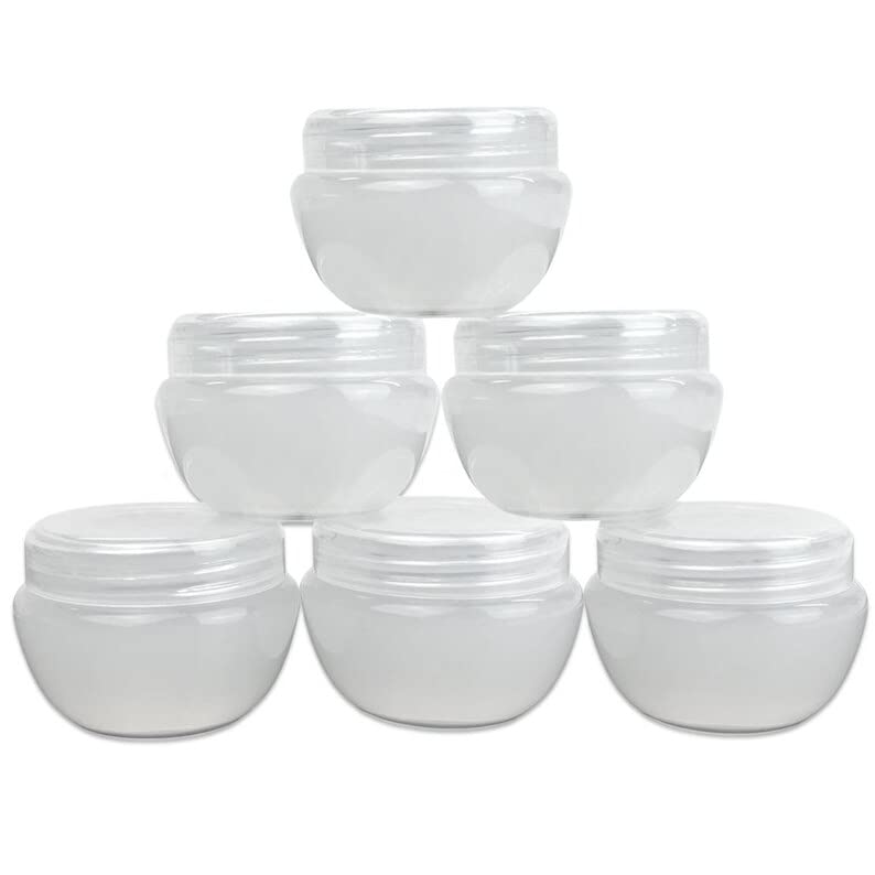 spiderjuice 5 pcs 20gm multipurpose empty refillable container with lid to avoid leakage for lotion, cream, skincare, beauty makeup, lip, balm etc (clear color)