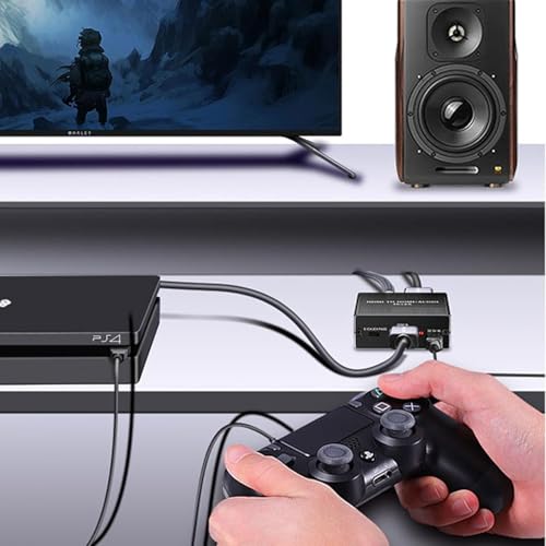 Image of ETZIN 4K x 2K HDMI Audio Extractor Splitter,HDMI to HDMi Audio and Optical TOSLINK SPDIF Audio Converter Adapter with 3.5mm Stereo AudiO Splitter Adapter,Black EPL-494H