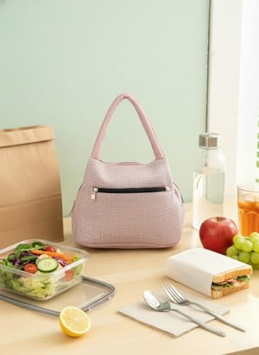 Image of ENSAC Fabric Hand Lunchbag For Women | Trendy Shoulder Bag for Daily Use | Lightweight, Spacious & Stylish Lunch bag for Office, Shopping, & Travel Use