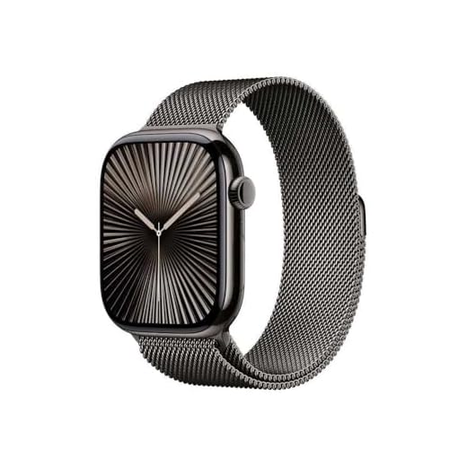 Apple Watch Series 10 (46 mm GPS + Cellular) Montre connectée avec Boîtier en Titane Ardoise et Bracelet Milanais Ardoise (S/M). Suivi de l’activité Physique, app ECG, écran Retina Toujours activé