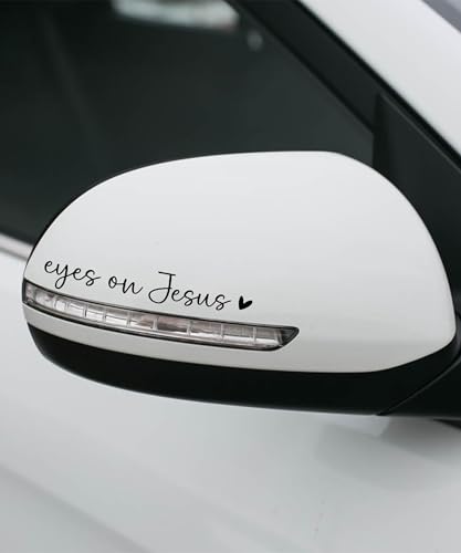 Image of SCUARI 2PCS Car Stickers,Christian Car Decals,Jesus Stickers for Cars,Car Accessories Rearview Mirror Decal,Vinyl Tumbler Affirmation Reminder Faith Religious Sticker,Fit for Most Cars (Black)