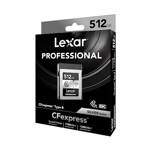 Image of Lexar Professional CFexpress Type-B 512 GB Silver Maximum Read 1750 MB /s Max Write 1,300 MB /s Supports Japanese Manufacturers, LCXEXSL512G-RNENG
