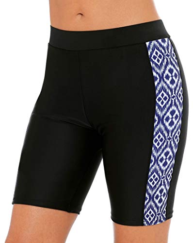 ATTRACO Women's UV Long Bike Shorts Rash Guard Boy Leg Swim Bottom Black XL