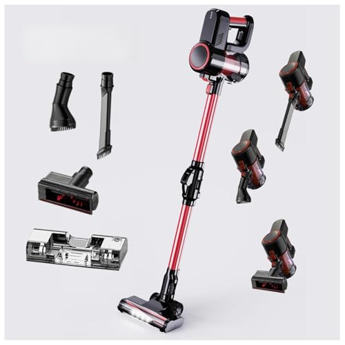 LRF-yxkj Aspiradora Fregona Sin Cable 5 in 1 Menor Ruido,Luces LED,Depósito 200 Ml, Aspiradora Sin Cable Fregona Electrica para Alfombra Pelo Mascota Suelo Sofá Cama de Colchón