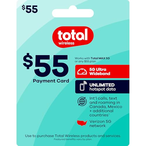 Total Wireless $55 Payment Card | Redeemable Value for Total Max 5G Plan