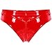 Linjinx Women's Patent Letaher Metallic Low Rise G-String Thong Zipper Micro Panties Lingerie Red Small