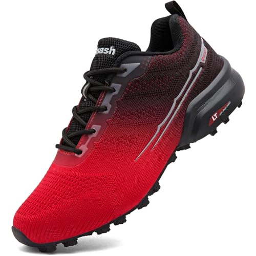 Dhinash Zapatillas de Trail Running para Hombre Zapatillas de Senderismo Zapatos de Trekking Tenis Zapatos de Senderismo Calzado de Correr en Montaña al Aire Libre Rojo Negro Talla 40