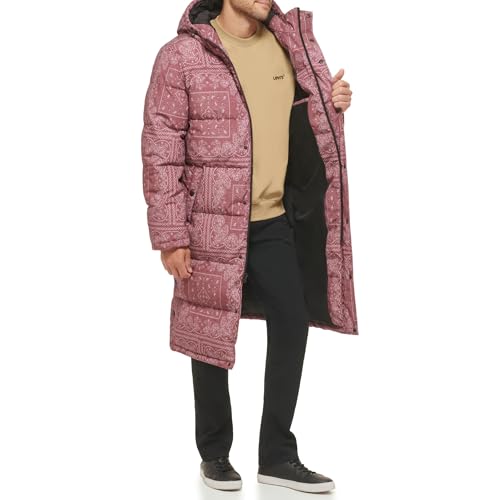 Levi's Men's Arctic Cloth Extra Long Parka Coat, Red, XL - image 2