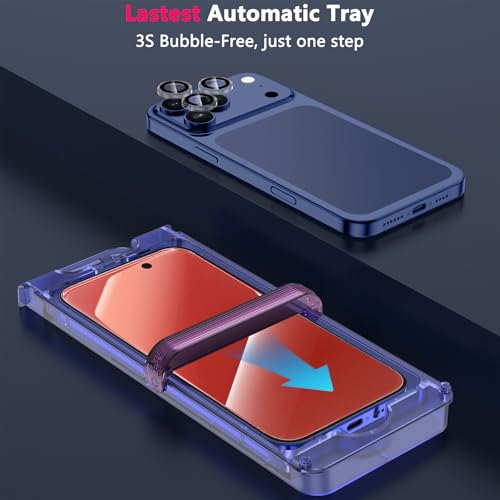 Image of YWXTW [Fashion Badge Privacy Screen Protector for iPhone 17 Pro 6.3 Inch 2 Pack + 1 Set Camera Lens Protector, Anti Blue Light Anti Spy 17 Pro Glass Screen Protector, Gradient Purple
