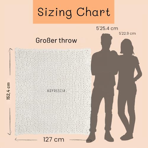 Adyrescia Grobstrick-Decke, Überwurf, 100% handgestrickt mit Jumbo-Chenille-Garn (127 x 152,4 cm, cremeweiß) – Ansicht 5