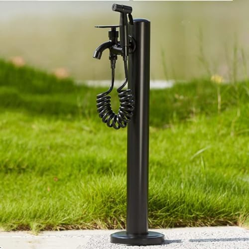 Freestanding Stainless Steel Garden Hose Holder with Faucet - Outdoor Landscape Fountain Hydrant for Car Washing & Watering, Durable & Stylish Garden Decor