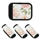 2 fundas para asa de equipaje, cojín identificador de etiqueta de maleta para bolsa de accesorios de viaje, Peonía floral rubor, one sizex4