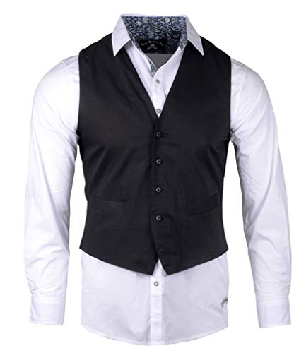 Rock Roll n Soul Men's Rock Shop Embroidered Guitar Wings Design Button-Up Vest