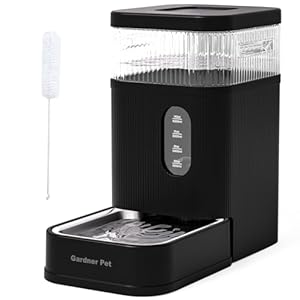 Gardner Pet Automatic Dog Water Dispenser Gravity Waterer with Stainless Steel Bowl Water Dispenser 8.5L Large Capacity Water Feeder with Filters for Dogs Cats Pets, BPA-Free Noise-Free (Black, 8.5L)