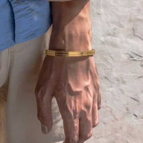 Image of Mesmerize Atticus Stainless Steel Kada Bracelet for Men - Durable, Anti-Tarnish, Water & Sweat Resistant, Hypoallergenic, Stylish & Comfortable Fit - Premium Gift Box Included (Gold, L)