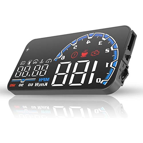 XMZWD Afficheur Tete Haute, Pas De Vitesse D'affichage De La Vitesse D'affichage De La Projection Stéréo à Double Image, Multifonctionnel, Projecteur De Pare-Brise KMH/MPH