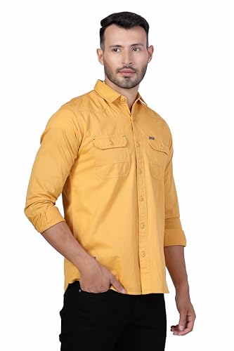 Image of Men's Cotton Twill Utility Shirt | Full Sleeve Button-Down Casual Shirt | Dual Chest Pockets | Comfortable Regular Fit | Everyday Wear