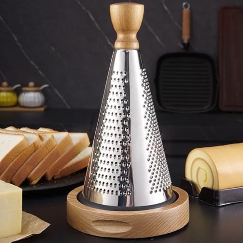 Rallador de Queso Multifuncional de Acero Inoxidable con Mango de Madera miniatura 6