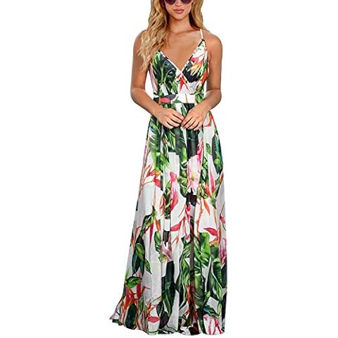 BUOYDM Vestido Mujer Casual Largo Floral Maxi Cover