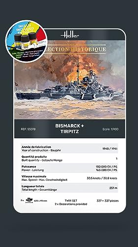 Heller Bismarck Tirpitz 1/400 kit complet pour éviter les oublis de colle - 7