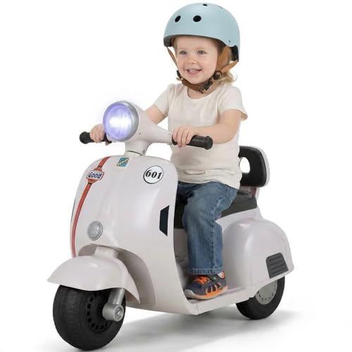 MAMIZO Moto Électrique pour Enfants 6V, Moto Électrique à 3 Roues, Marche Avant et arrière, avec Dossier, Phare, USB, pédale, Musique, 72 x 56 x 37 cm,...