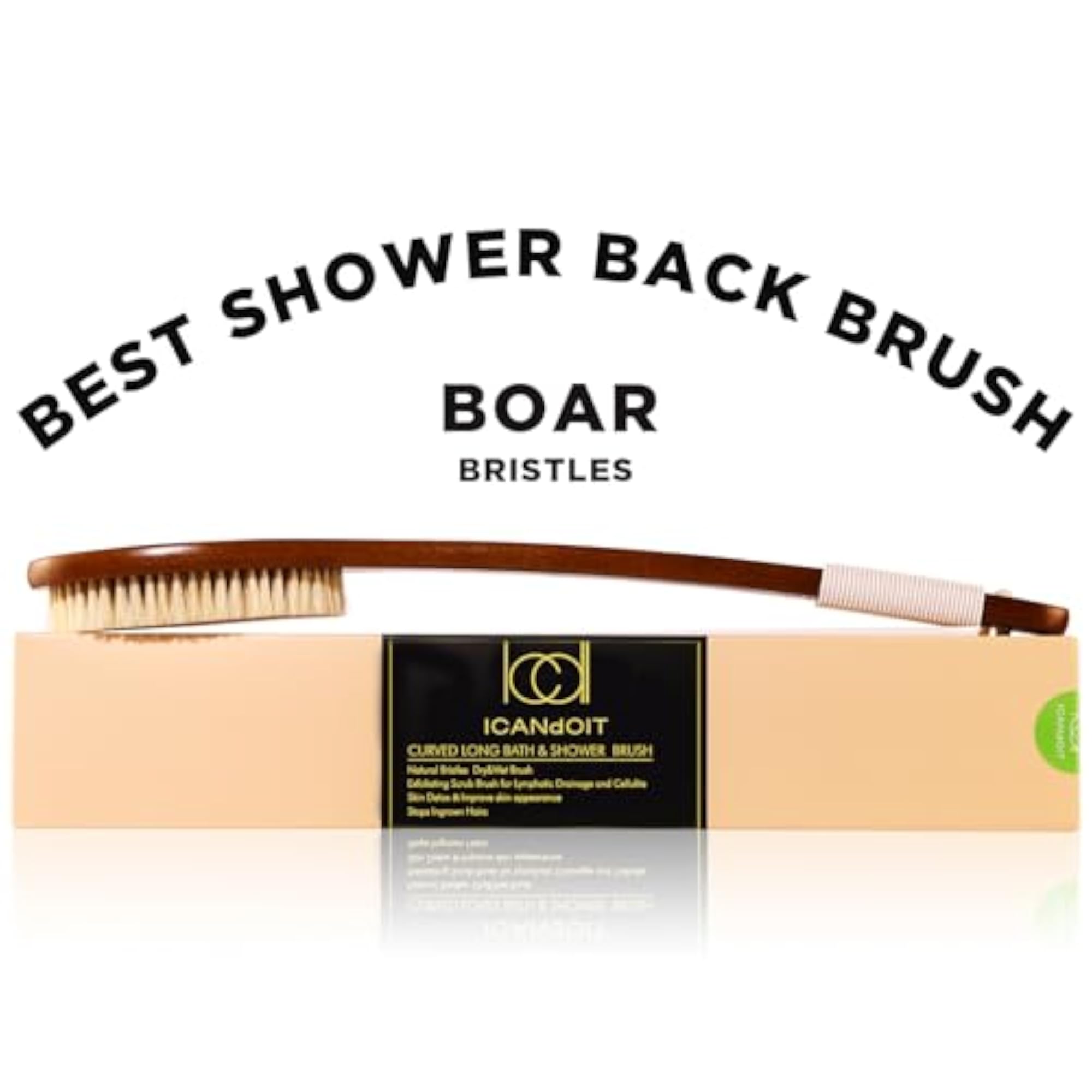 Natural Boar Bristles Long Handle Bath Brush, Exfoliating